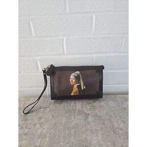 Icon Los Angeles Artist Famous Painting Brown Leather Wristlet Clutch Wallet